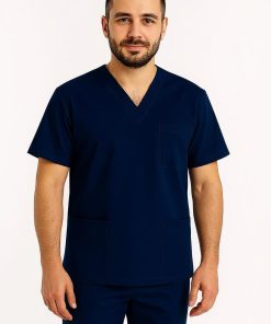 Halat Medical Barbatesc cu Anchior Maneca Scurta - Bleumarin