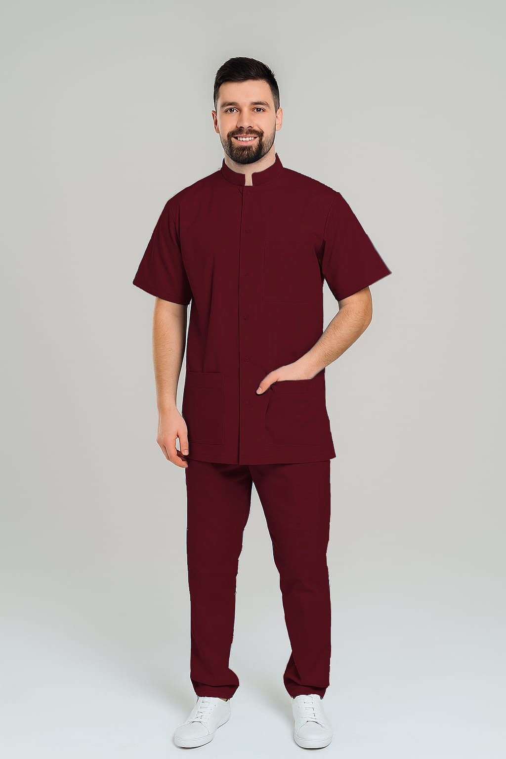 compleu-barbatesc-maneca-scurta-bordo