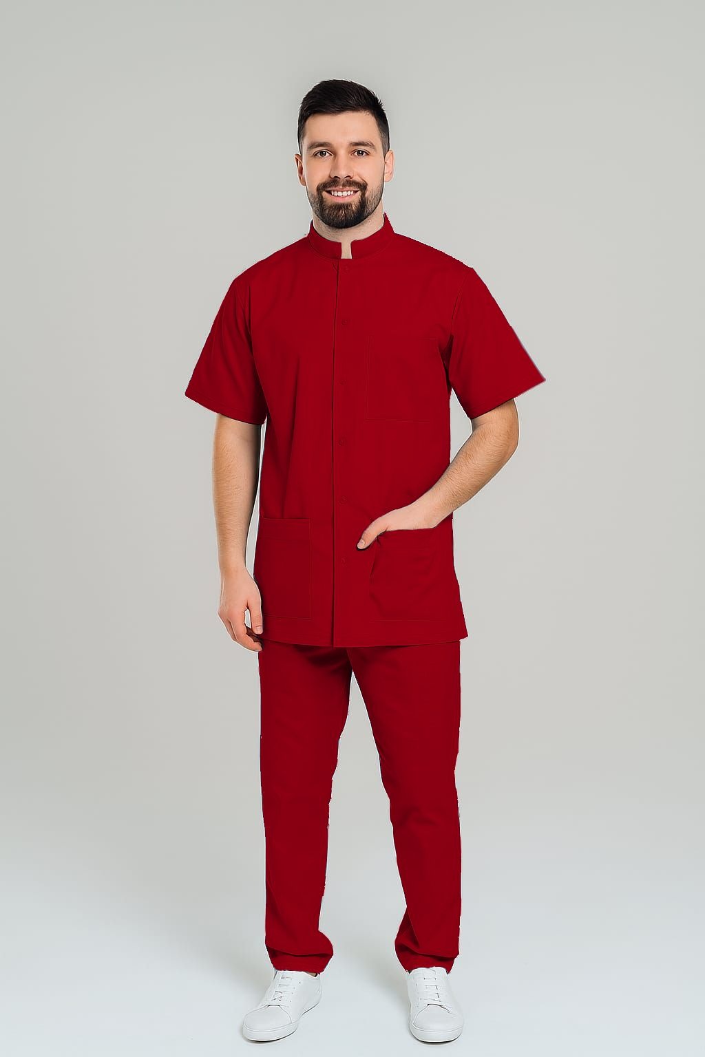 compleu-barbatesc-maneca-scurta-rosu