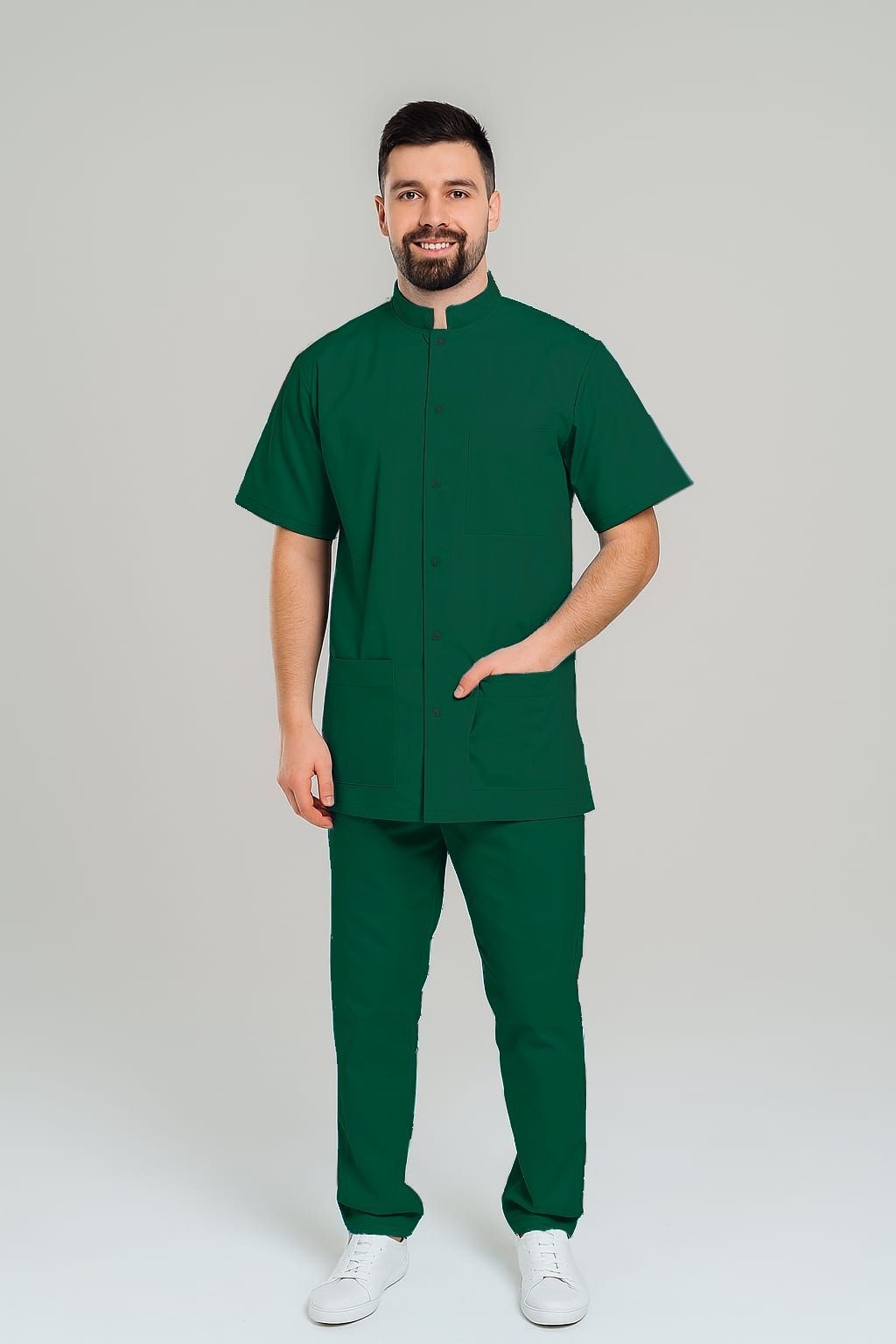 compleu-barbatesc-maneca-scurta-verde-inchis